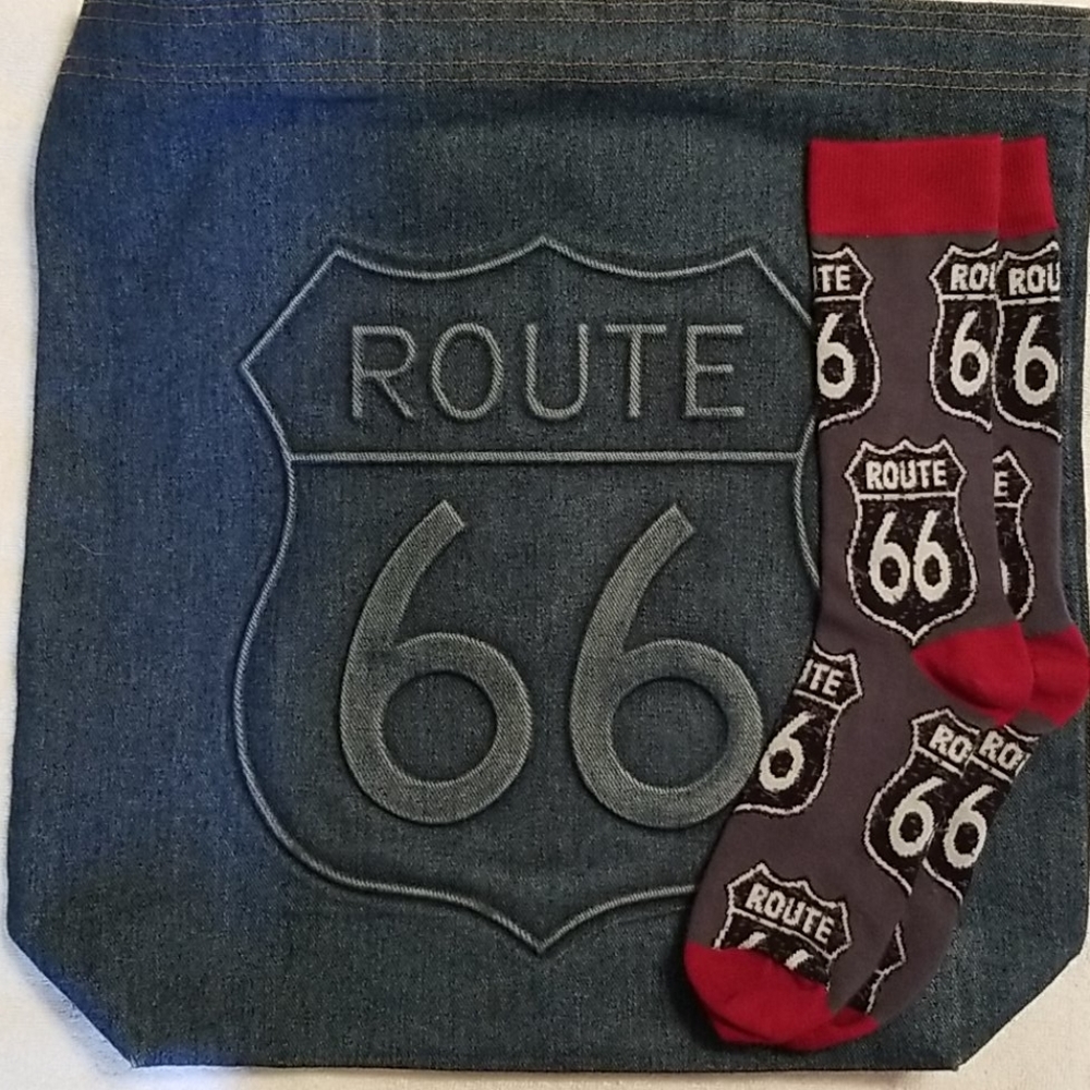 Embossed Route 66 tote bag & socks